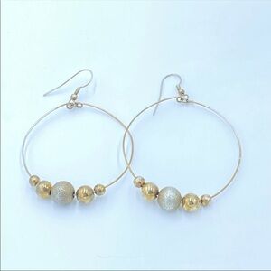 Hoop Earrings Handmade Gold and Silver Tone Beads